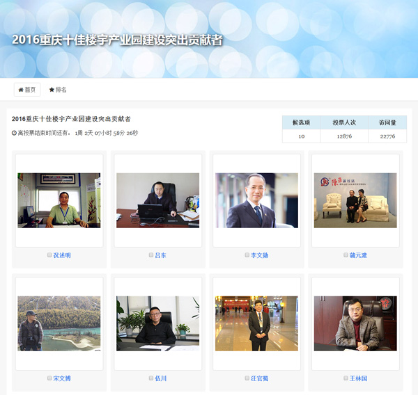 新華網(wǎng)“2016重慶十佳樓宇產(chǎn)業(yè)園建設突出貢獻者”投票